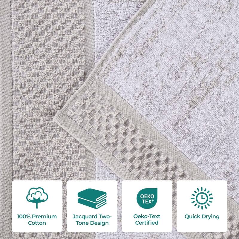 Superior Lodie Cotton Jacquard Solid and Two-Toned 6 Piece Towel Set