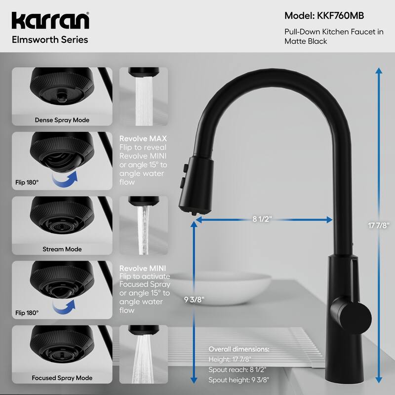 Karran Elmsworth Pull-Down Sprayer Kitchen Faucet