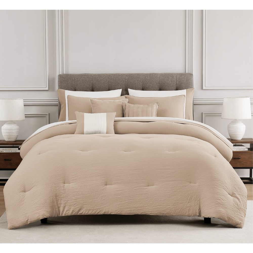 Allia Crinkle Comforter Sheet Set & Decorative Pillows