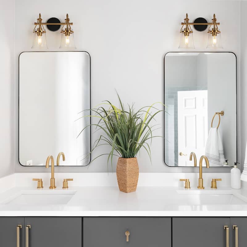 Haye 4-Light Modern Glass Bathroom Vanity Light Gold Wall Sconces