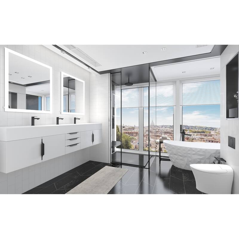 Nile 84" Wall Mounted Bathroom Vanity Set w/ White Top