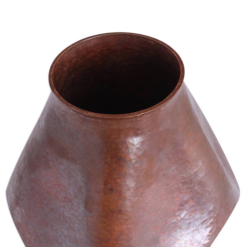 Handmade Abstract Pentagon Copper vase (Mexico)