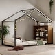 preview thumbnail 2 of 30, Metal PlayHouse Bed Frame with Shelves and LED Warm Lighting