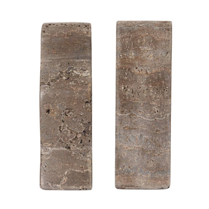 Decorative Travertine Wave Bookends, Set of 2