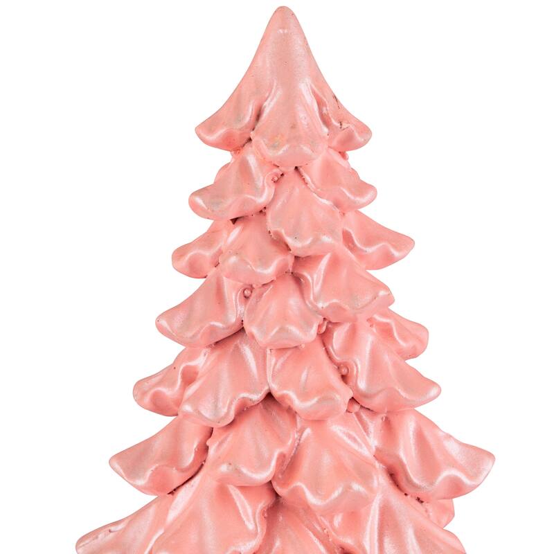 Iridescent Pearl Glazed Downswept Tree Christmas Decoration - 9.25" - Pink