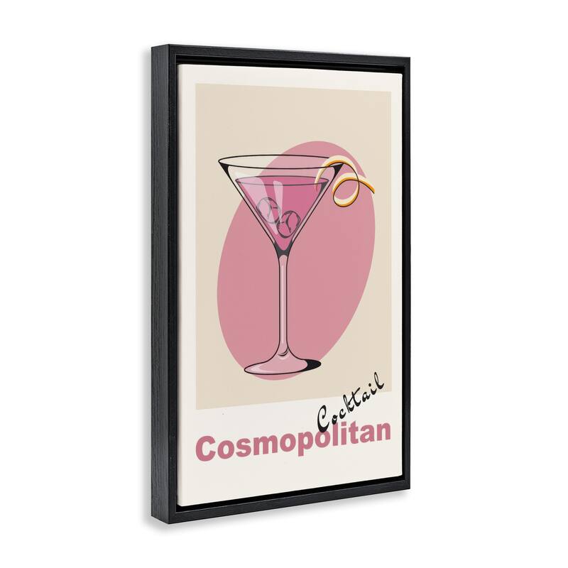 Stupell Vintage Cosmo Cocktail Framed Floater Canvas Wall Art Design By LSR Design Studio