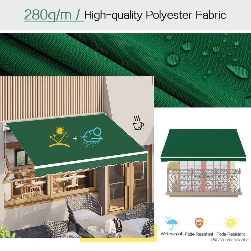AECOJOY Manual Retractable Patio Awning Outdoor Sunshade Shelter (Cover Only)