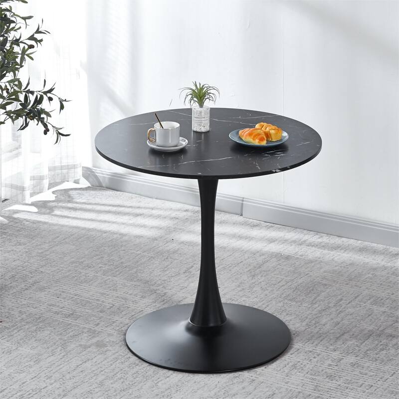 Tulip Special Dining Table,marble color top,MDF Table,Kitchen Table,exective desk - BLACK marble