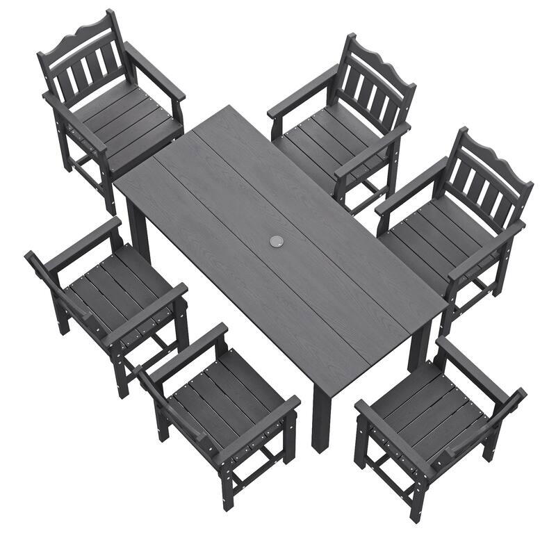 HIPS Outdoor Dining Set All-weather Patio Table and Chairs(Set of 7)