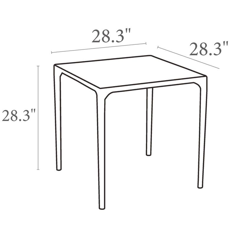 28" Gray Patio Square Stackable Dining Table