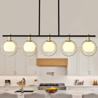 Dining Room Light Fixture Kitchen Island Lighting for Farmhouse Linear Chandeliers Black and Gold Chandelier