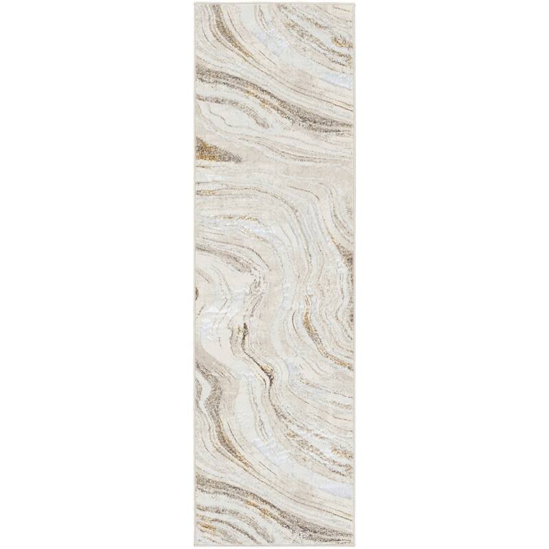 Nourison Glam Indoor Abstract Area Rug - 2' 3" x 7' 6" - Grey/Gold - Runner