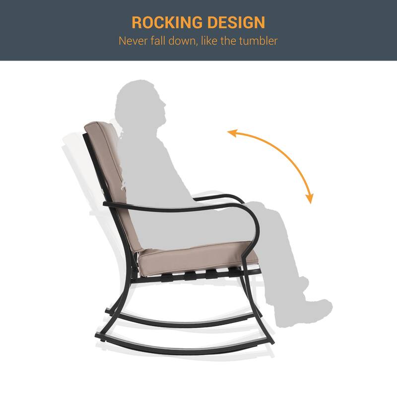 Bonosuki Outdoor 3-piece Rocking Chair Patio Bistro Set with Side Table