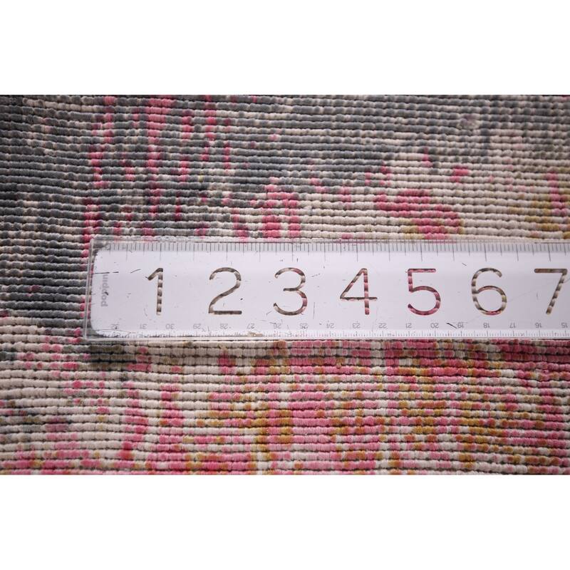 Contemporary Abstract Indian Area Rug Hand-Knotted Modern Wool Carpet - 5'11"x 8'11"