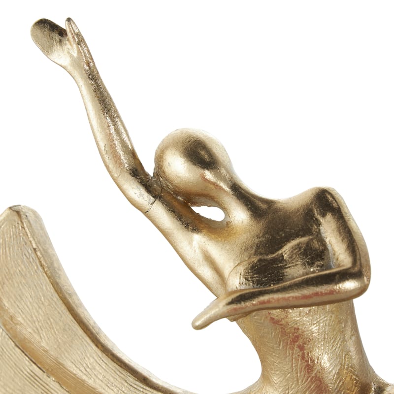 Polystone Dancer Decorative Sculpture with Black Square Base - Gold - Roche River Decor