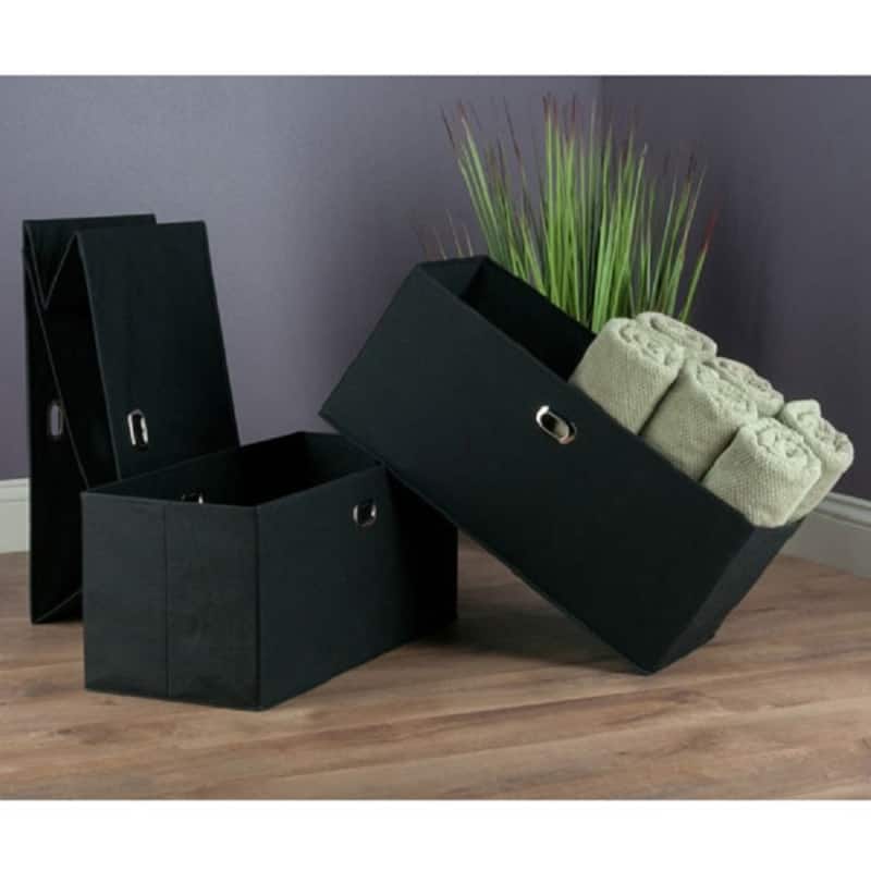 Rectangular Foldable Storage Baskets - 23" - Black - Set of 3