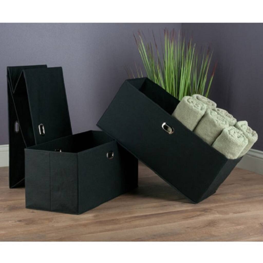 Rectangular Foldable Storage Baskets - 23" - Black - Set of 3