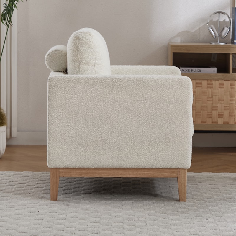 35.4"W Modern Reading Chair Set of 2,Upholstered Accent Chair with Pillows and Wood Legs
