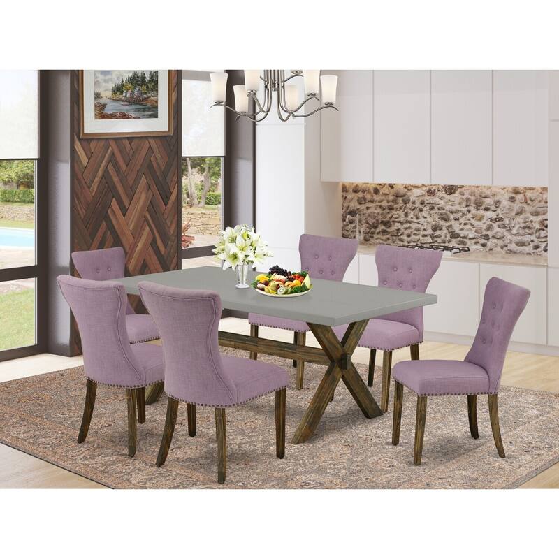 7-Piece Dining Set - Parsons Chairs & Dinette Table - Hardwood Frame - Modern Kitchen Table Set