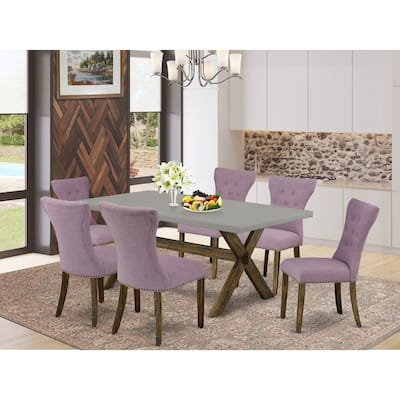 7-Piece Dining Set - Parsons Chairs & Dinette Table - Hardwood Frame - Modern Kitchen Table Set