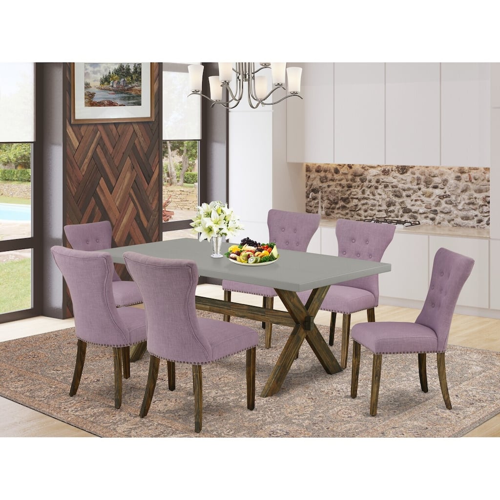 7-Piece Dining Set - Parsons Chairs & Dinette Table - Hardwood Frame - Modern Kitchen Table Set