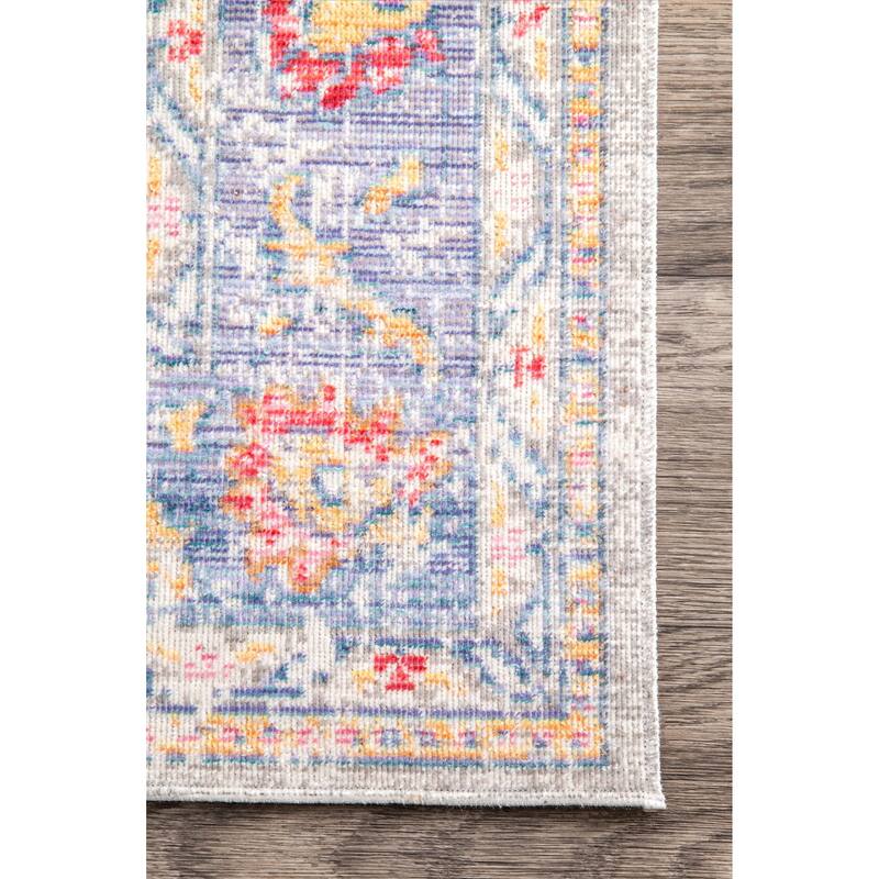 Nuloom Grey Transitional Classical Medallion Fading Folktime Border Area Rug