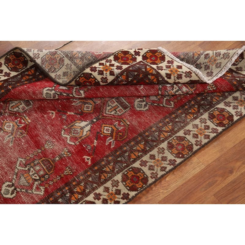 Geometric Balouch Persian Rug Hand-Knotted Traditional Wool Carpet - 3'7" x 6'6"