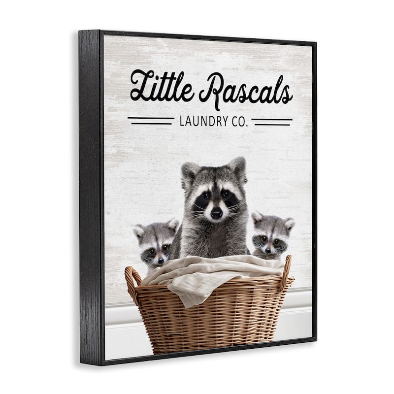 Stupell Little Rascals Laundry Raccoons Framed Giclee Art Design By Lettered and Lined