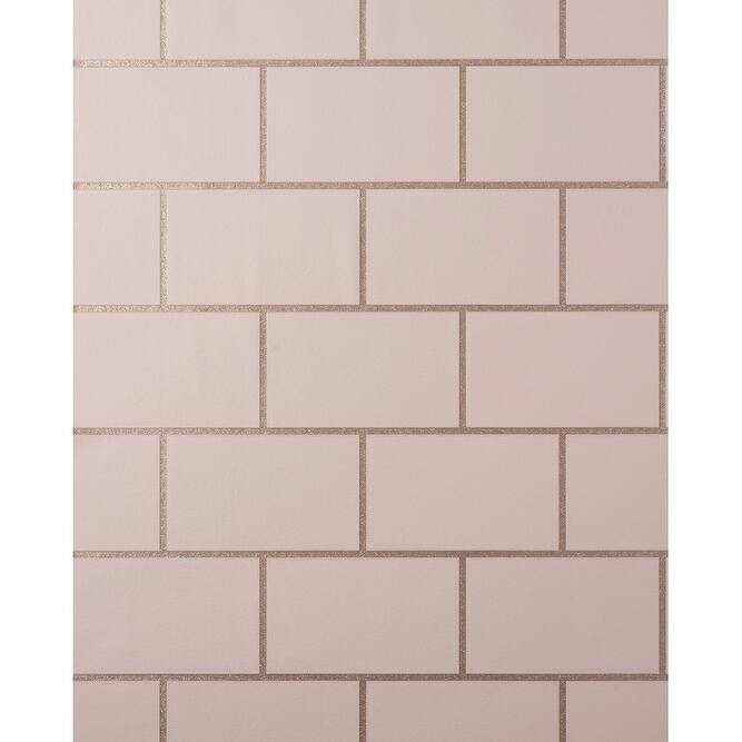 Fine Decor Metro Rose Gold Tile Wallpaper