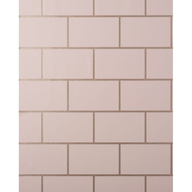 Fine Decor Metro Rose Gold Tile Wallpaper