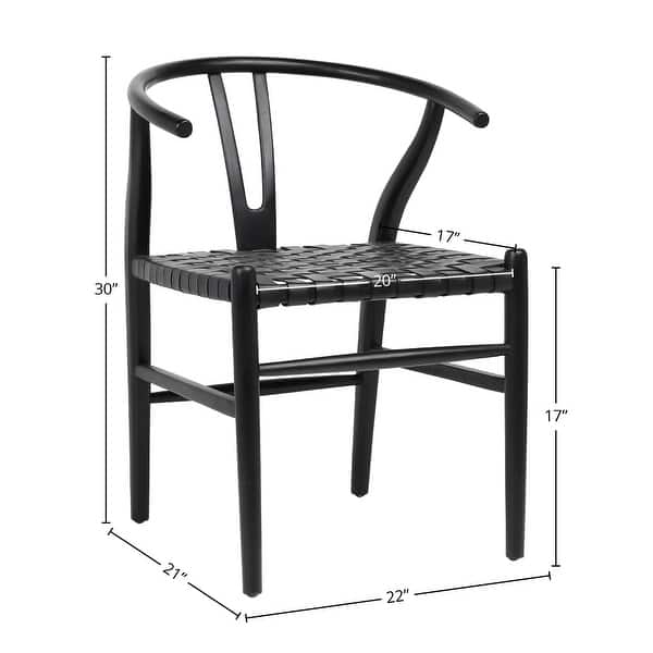 dimension image slide 1 of 2, Bunker Leather and Teak Dining Chair