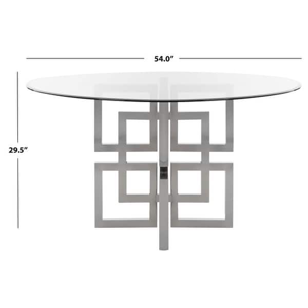 SAFAVIEH Couture Harlan 54-inch Glass Top Round Dining Table - 54 in. W x 54 in. L x 40 in. H