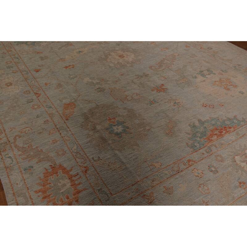 All-Over Vegetable Dye Oushak Turkish Area Rug Handmade Wool Carpet - 9'0" x 11'10"