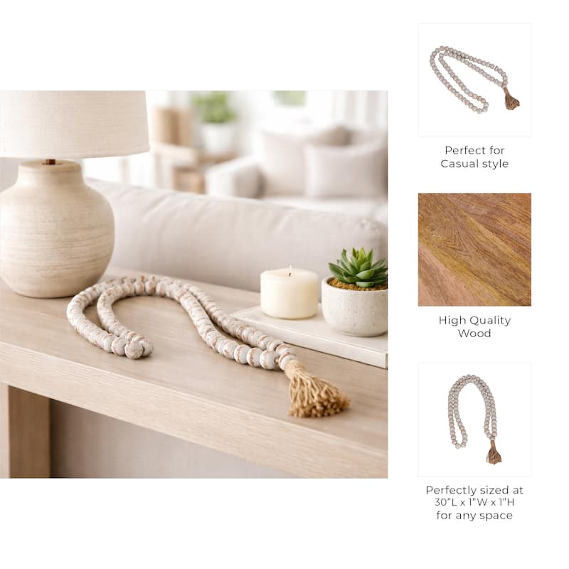 Decorative Wooden Novelty Beaded Garland - 30"