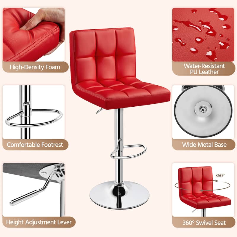 Yaheetech 2pcs Adjustable Modern Faux Leather Swivel Bar Chairs
