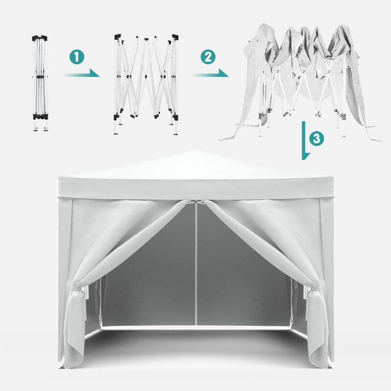 Anmytek Pop Up Canopy Tent with Sidewalls 10x10 Outdoor Gazebo Waterproof UV Protection Portable Shelter White