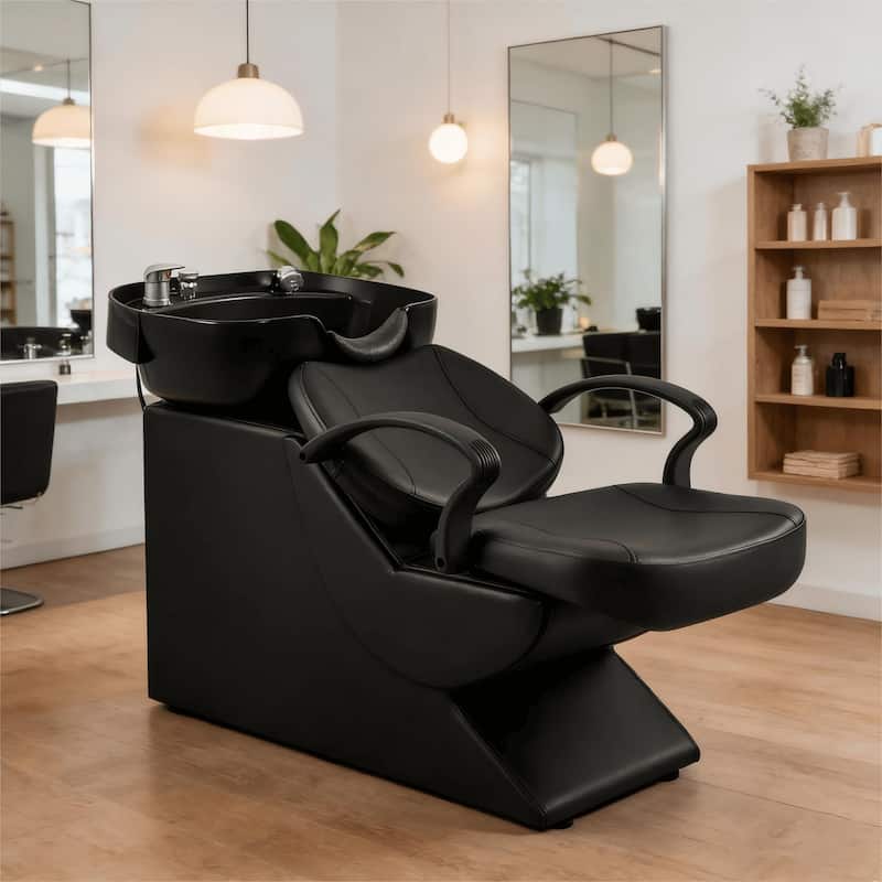 ABS Plastic Shampoo Bowl Sink Chair for Spa Beauty Salon - Black - 1