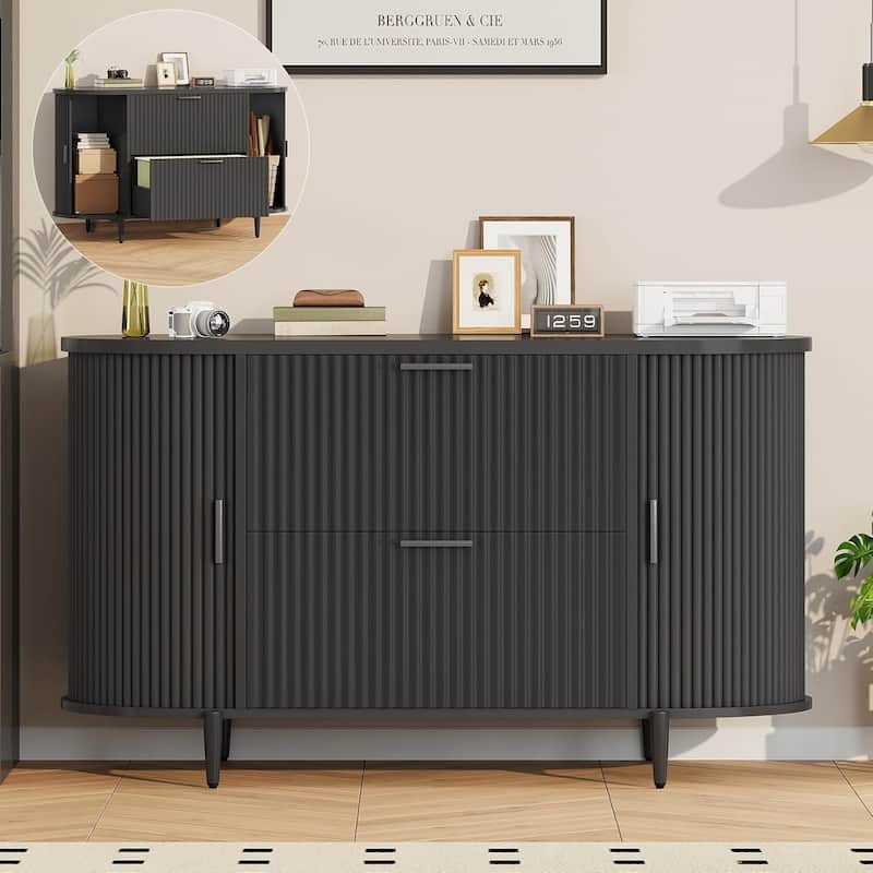 2 Drawer File Cabinet Filing Cabinet Home Office 2 Door Storage - Black