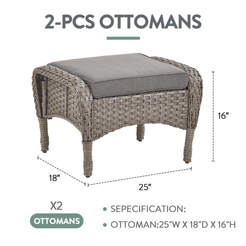 Outdoor Patio Ottoman with Seat Cushion