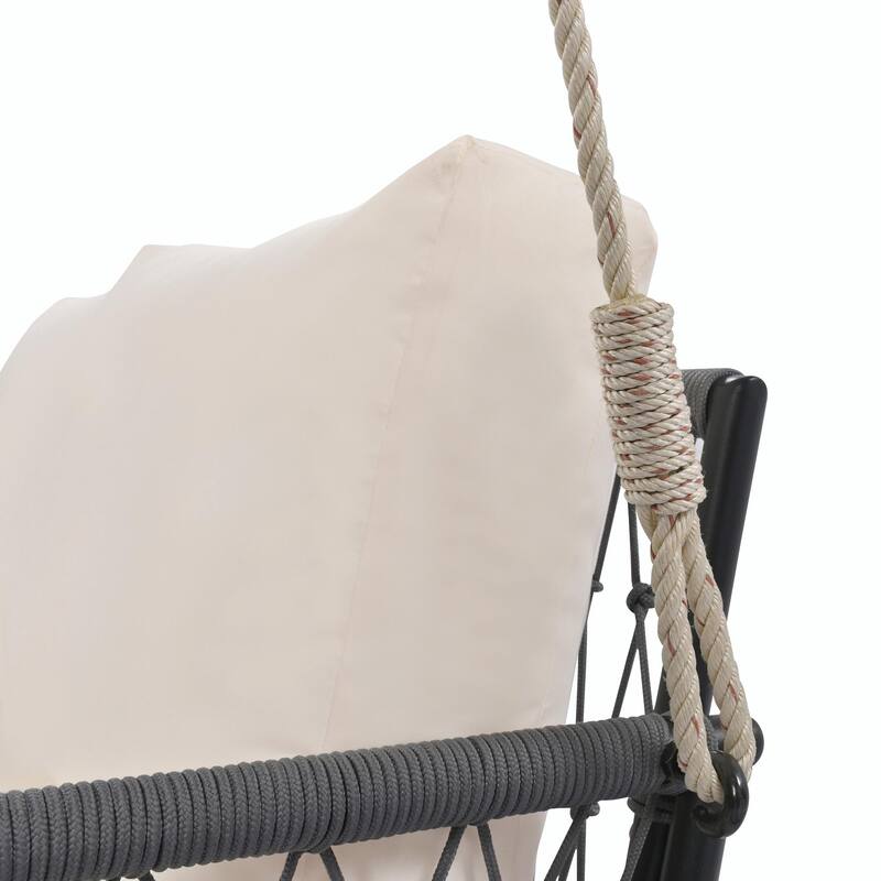 Outdoor Woven Rope Swing Sofa with Soft Cushions
