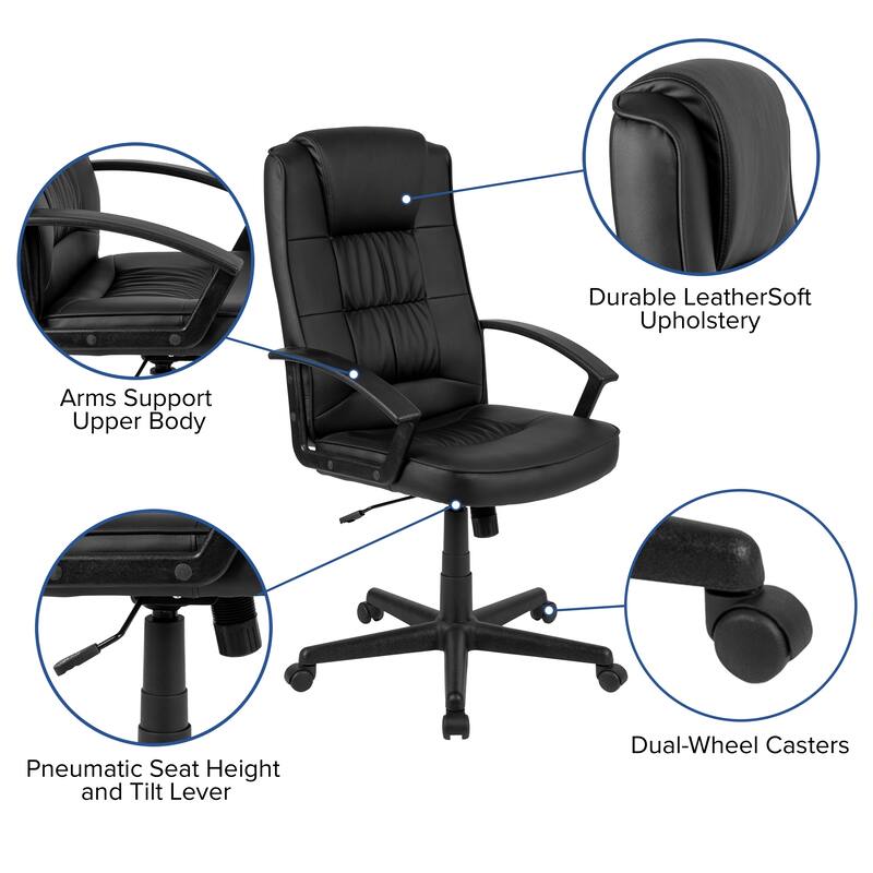 Flash Fundamentals High Back Task Chair with Arms - Desk Chair