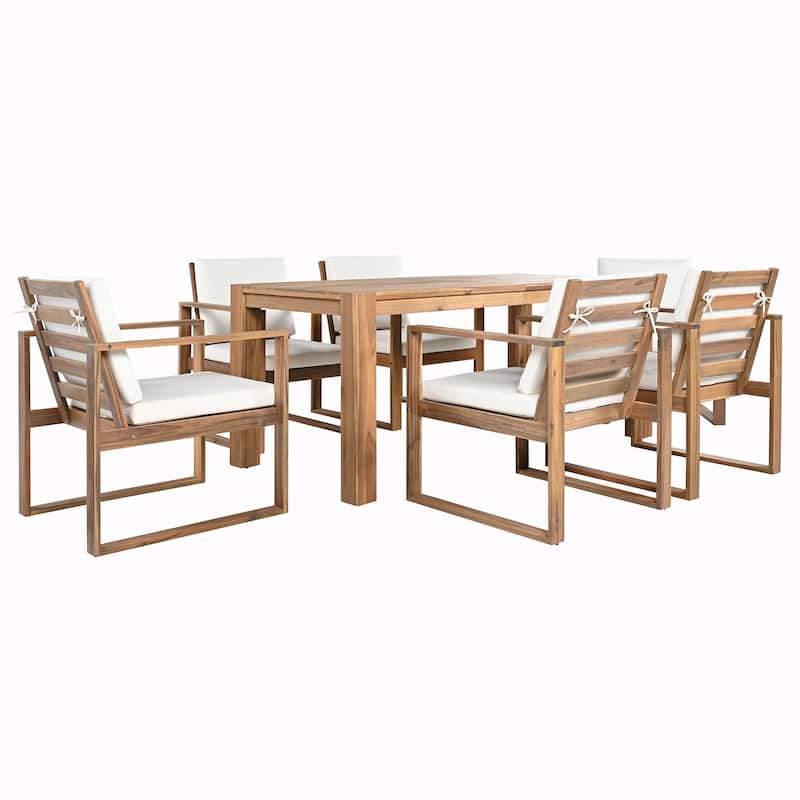 7-Piece Patio Dining Set for 6 - Outdoor Table and Chairs with Umbrella Hole
