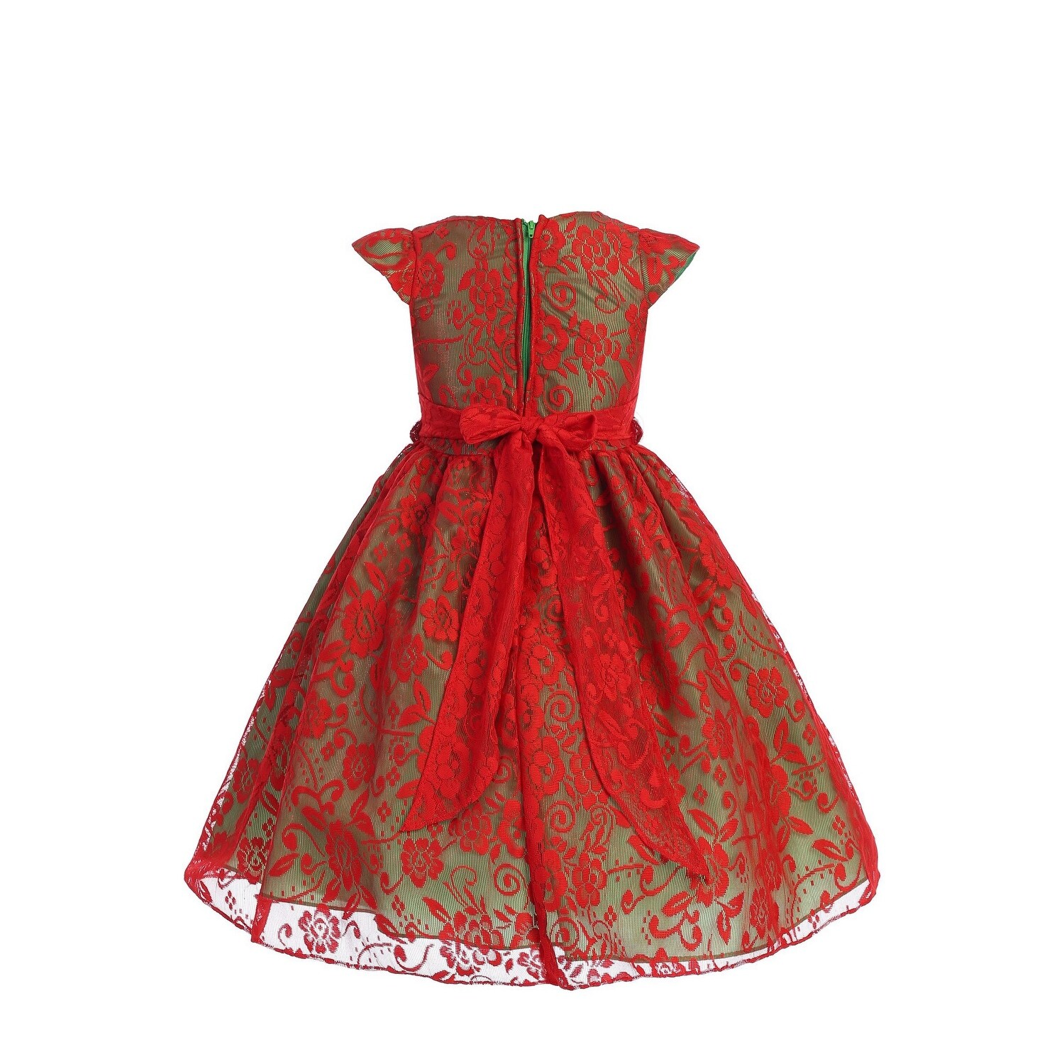 Shop Ellie Kids Little Girls Red Green Lace Rhinestones Christmas Dress Overstock 29875969