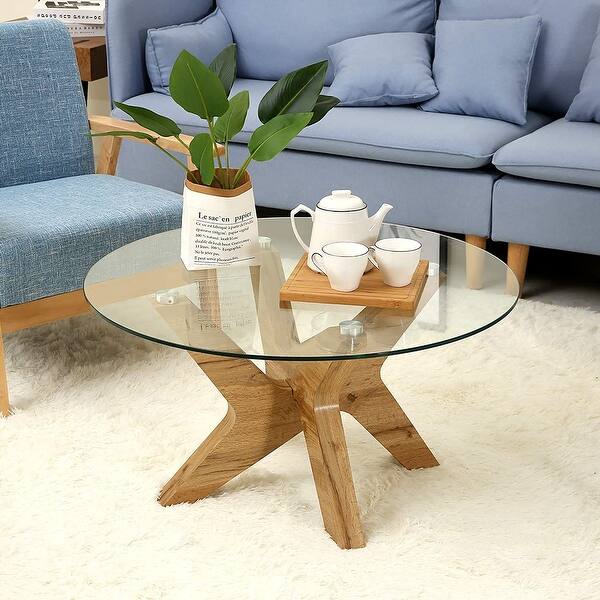 Modern Dining Table Round Glass Coffee Table Small Kitchen Table For Small Spaces Dining Room Living Room 31 5 L X 31 5 W Overstock 31969951