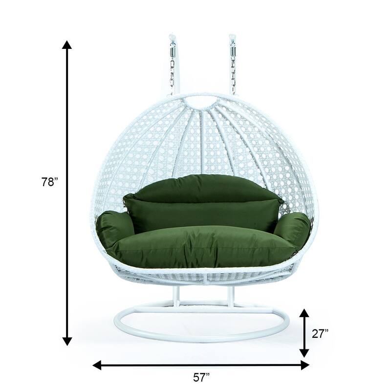 Egg-Shaped Swing Chair with Stand 2-Person Outdoor Patio Swing - Iron Frame & All-Weather Washable Cushions