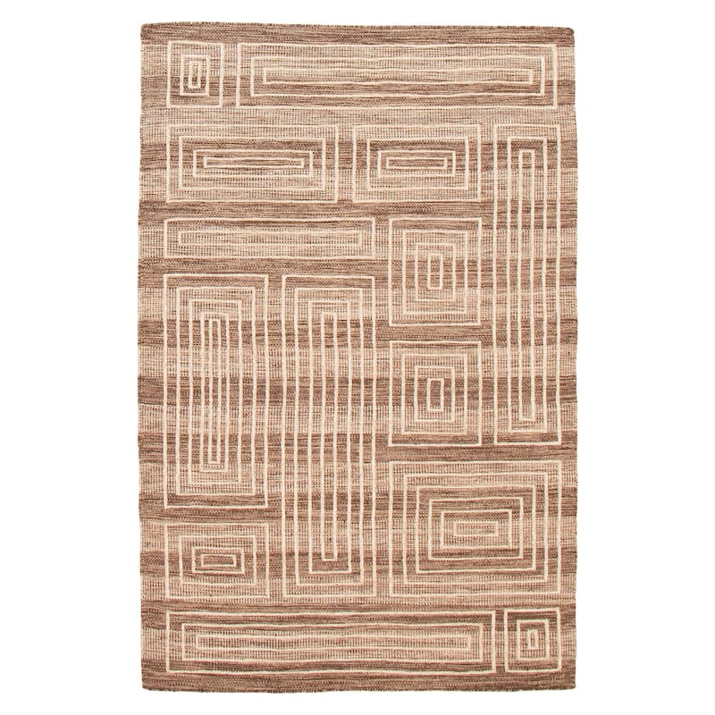 ECARPETGALLERY Flat-Weave Marrakech Brown Wool Kilim - 5'1 x 8'0 - Brown - 5'1 x 8'0