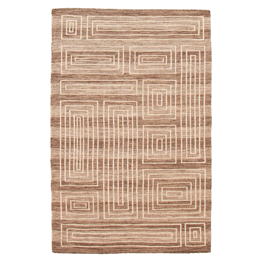 ECARPETGALLERY Flat-Weave Marrakech Brown Wool Kilim - 5'1 x 8'0