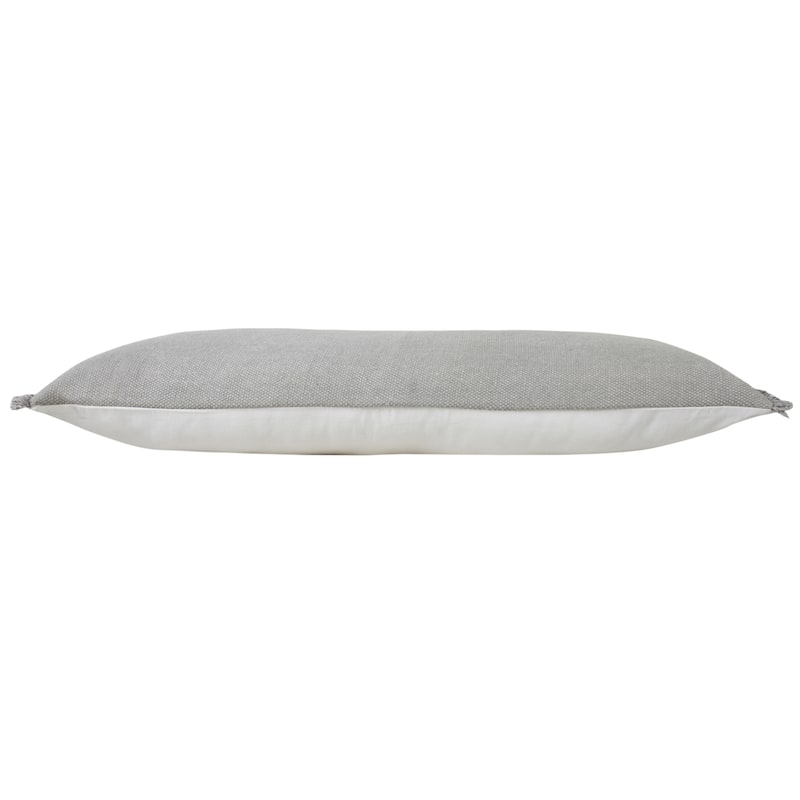 Sevita Light Gray Solid Stonewash Throw Pillow with Fringe