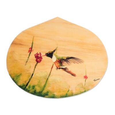 Novica Handmade Hungry Hummingbird Wood Plaque