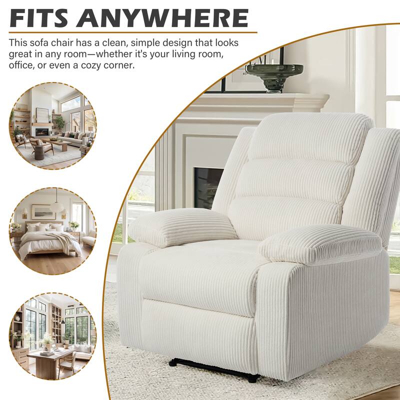 Classic Corduroy Upholstered Push Back Manual Recliner Chair(Set of 2)